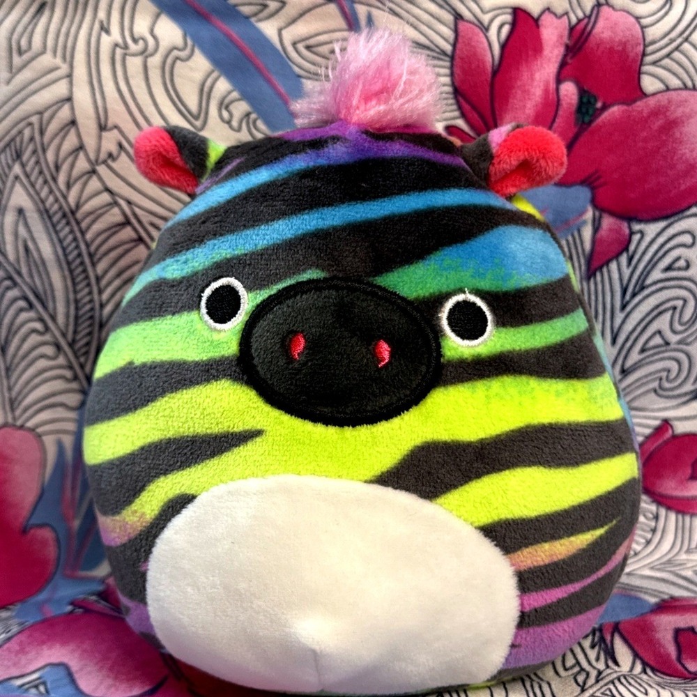 Squishmallows Safiyah Rainbow Zebra 5" Plush Striped Stuffed Animal Kellytoy